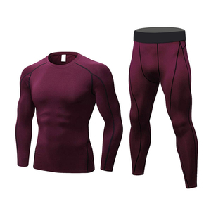 Conjunto Deportivo para Hombre, Compresión, Protección UV, Ropa de Gimnasio y Fitness, Secado Rápido, Camiseta de Manga Larga y Pantalones de Entrenamiento - Product Image 1