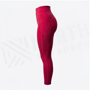 High Waist Full Length Yoga <b>Leggings</b> Solid Color With <b>Pockets</b> Four-Way Stretch Seamless Design For Women - Product Image 3