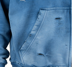 Sweat à capuche zippé personnalisé brodé pour homme, 100 % coton, coupe oversize, effet vieilli, strass, épais, hiver, sans cordon de serrage, streetwear - Product Image 4