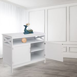 Mobiletto Laterale Bianco a Doppia Anta FCH per Soggiorno con Divisorio - Product Image 2