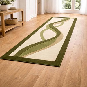 Modern Green Wave <b>Runner</b> <b>Rug</b> Long Hallway Carpet Contemporary Abstract Floor Mat Non Slip Home Decor Accent Lux Style Chic Indoo - Product Image 5