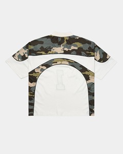 Maillot en maille personnalisé de haute qualité 100 % polyester, coupe carrée, col en V, séchage rapide, manches courtes, motif camouflage pour homme - Product Image 2