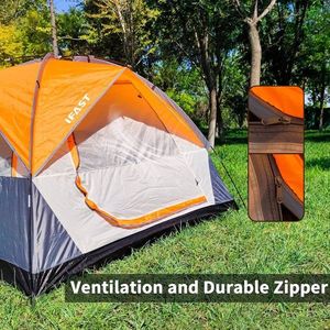 2/6 Outdoor Double-Layer Camping Tent with Large Mesh Windows Waterproof Windproof Rainproof Top Roof Portable for Families - Product Image 5