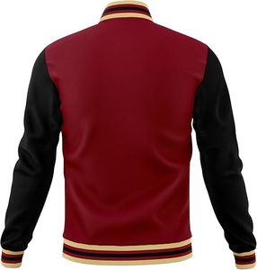 High Quality Men's Varsity Jackets Thin <b>Stand</b> Collar Light <b>Weight</b> Winter Wool Body Leather Sleeve Best Design Plain Fabric Front - Product Image 3