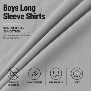 Camisa de Verano Ligera para Niños, con Cuello y Botones, Manga Larga, Uniforme Escolar, Camisa de Vestir para Jóvenes - Product Image 5