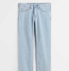 Jean en denim coupe droite délavé clair pour homme, taille mi-haute, en coton, décontracté, idéal pour le printemps - Product Image 4