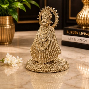 Ídolo Khatu Shyam de Latón Puro Chapado en Plata de Jaipur Metals |   Estatua hindú 100% de latón |   4 x 6.8 x 6 cm |   59 g |   Pooja y Regalo - Product Image 5