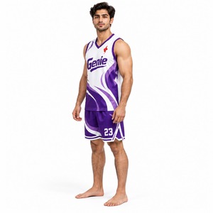 Ensemble de maillot et short de basket-ball pour hommes, uniforme athlétique, respirant, léger, vêtements de sport, entraînement d'équipe, compétition, pratique - Product Image 3