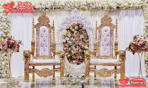 Trônes hauts pour roi et reine pour mariages de luxe, ensemble de trônes hauts pour mariée et marié, trône de scène de mariage musulman exclusif - Product Image 3