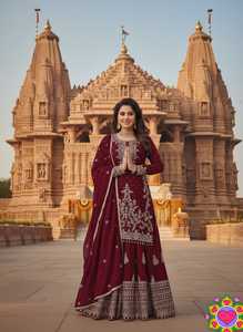 Indian Traditional Heavy Embroidery Sequence Work Salwar Kameez for Wedding Occasion for Women Wear with Styling in Chinon Suits - Product Image 2