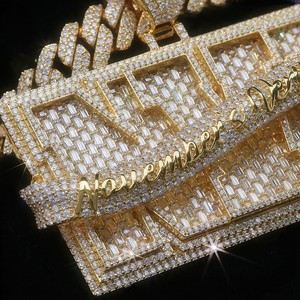 Luxury Hiphop Custom Fine Jewelry 925 Silver <b>Iced</b> Out Bling VVS Moissanite Initial Letter Charm Pendant Man Trendy for Certified - Product Image 2