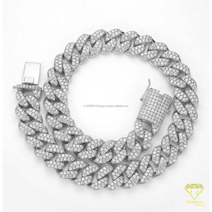 Conjunto de Collar de Eslabones Cubanos Anchos de Plata de Ley 925 con Diamantes de Moissanita VVS, Acabado en Oro, Joyería de Lujo - Product Image 2