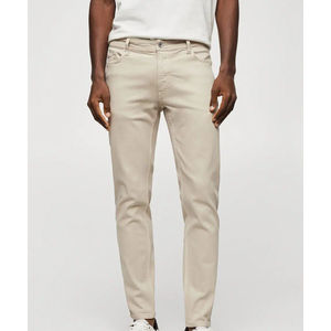 Jean slim en denim tissé délavé de qualité supérieure pour homme, 100 % coton, taille haute, coupe ajustée extensible - Product Image 1