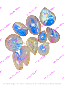 Pierre de lune arc-en-ciel naturelle blanche de haute qualité, cabochon, pierre précieuse en vrac, certifiée par un tiers, pour la fabrication de bijoux et de pendentifs - Product Image 3