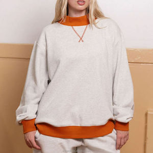 OEM Custom Logo 100% Cotton Mock Neck Sweatshirts Women Winter Streetwear <b>Lightweight</b> Drop Shoulder Oversized Solid - Product Image 4