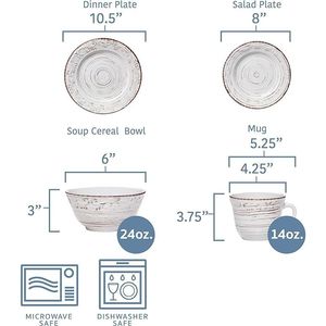 White 16-Piece Stoneware <b>Dinnerware</b> Set with Trellis Design - Product Image 2