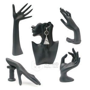 Black Resin Modern Hands Shape Lightweight <b>Necklace</b> <b>Ring</b> <b>Holder</b> Bracelet Earring Jewelry Display Stand for Shop Use 5 Sizes - Product Image 3