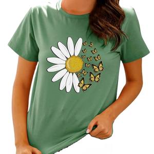 Camisetas de Algodón Blancas de Manga Corta para Mujer, al por Mayor, Ecológicas, con Apliques, Estilo Urbano, Calidad Premium, Casuales, de Verano - Product Image 4