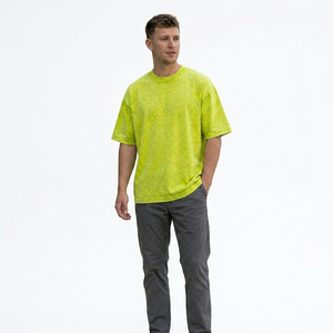 T-shirt délavé pour homme, coupe ample, coton vintage épais, style streetwear décontracté, confortable, respirant et durable - Product Image 1