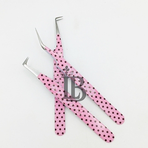 แหนบต่อขนตาสแตนเลสแบบยั่งยืนรุ่นใหม่ สีชมพู ลายจุดสีดำ ดีไซน์สุดฮิต - Product Image 1