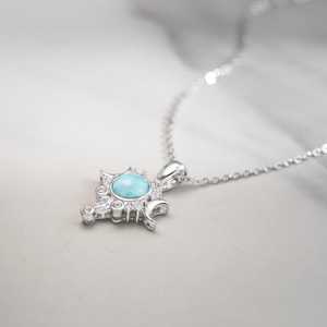 Colgante de luarímar en forma de luna creciente, plata de ley 925, collar de piedra preciosa natural, joyería para mujer, regalo, venta al por mayor - Product Image 6