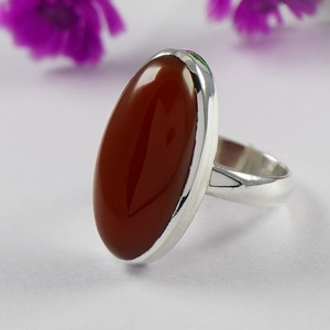 Bague en cornaline, argent sterling 925, pierre précieuse, style bohème, pierre orange, unisexe, cadeau d'anniversaire - Product Image 2