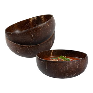 Eco Friendly Kitchen Salad Smoothie Bowl <b>Set</b> Wholesale Premium Handmade Natural Coconut Bowl <b>Set</b> with <b>Wooden</b> Spoons - Product Image 2
