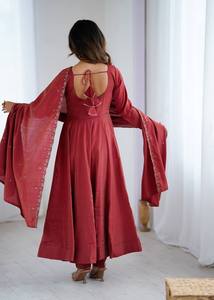 Salwar de Seda Chanderi Romana Pura para Mujer, Estilo Tradicional, Corte Regular, Largo hasta el Suelo, para Todas las Temporadas, Bodas, Fiestas y Eventos, de Secado Rápido - Product Image 5