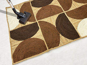 Alfombra de Yute 100% Orgánico Tejida Naturalmente NYKO MART JR-18L, 9x12 pies, Hecha a Mano, Patrón Geométrico Bohemio, Antideslizante y Ecológica - Product Image 5