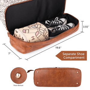 Borsa da Weekend in Tela per Donna con Scomparto per Scarpe e Beauty Case, Borsone da Viaggio per Pernottamenti - Product Image 5