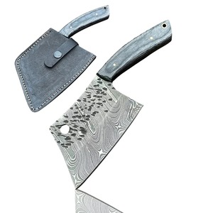 Couteau à viande moderne fait main sur mesure en acier Damas forgé avec étui en cuir - Product Image 3