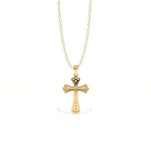 Pendentif croix en or plaqué 14 carats avec accents de diamants ronds, diamant cultivé en laboratoire Aarinya, bijoux religieux, cadeau unisexe - Product Image 2