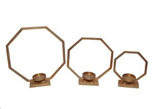 Gold Aluminum Tear Shape Handmade Candelabra Set of 3 Tea <b>Light</b> <b>Vases</b> Tabletop Decor <b>for</b> Wedding Party - Product Image 4