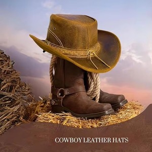Sombrero de Vaquero de Dos Tonos con Borde de Color Contrastante, Sombrero de Fieltro de Lana de Ala Ancha, Estilo Cattleman, Western, Ranchero - Product Image 6