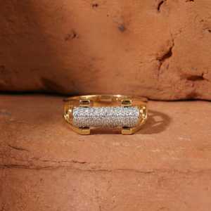 Anillo Único con Diamante de Corte Redondo y Borde Curvo, Cultivado en Laboratorio, Oro Amarillo de 14K, Joyería Fina, Regalo Especial para Amigos - Product Image 2