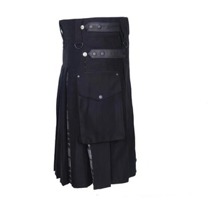 Kilt utilitaire hybride de haute qualité en tartan Macleod Lewis, noir et jaune, en coton, fait main au Pakistan, vêtements des îles d'Asie-Pacifique - Product Image 3