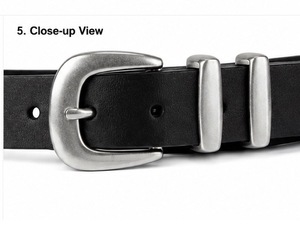 Ceinture en cuir artisanale de luxe - Boucle carrée - Largeur 35 mm - Accessoires de créateur haut de gamme pour la vente au détail de Divine International - Product Image 2