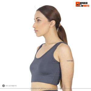 DAPNIA SPORTS Sujetador deportivo para mujer, color liso, espalda cruzada, cuello redondo, soporte medio, transpirable, para tenis y entrenamiento - Product Image 6