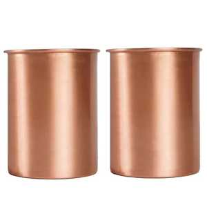 Verre à eau incurvé en cuivre pur, finition naturelle, tasse à boire artisanale, vaisselle ayurvédique indienne, grande capacité, vente en gros - Product Image 6