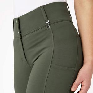 2026 Custom Women High Waist Olive Green Riding Breeches Full Length With Pockets Equestrian Pants 2026 - Product Image 5