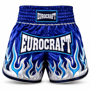 Pantalones Cortos de Muay Thai MMA para Hombre, OEM, Satinados, Bordados, Cintura Media, Cierre con Cordón, Deportivos, 100% Poliéster, Secado Rápido - Product Image 1