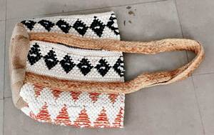Beaded <b>Tote</b> <b>Bag</b> <b>With</b> Geometric Pattern Zip Closure Bohemian Style <b>Shoulder</b> <b>Strap</b> Women Casual Handbag - Product Image 2