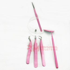 Pince à épiler professionnelle RMI en acier inoxydable, rose poudré, à pointe en fibre, avec poignée diamantée, pour cils - Product Image 3