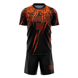 Customized Design Printed Logo Size Black Sublimation 100% Polyester Quick Dry Breathable <b>Soccer</b> Uniform Set Unisex For - Product Image 3