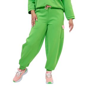 Jogging cargo vert de luxe pour femme – Pantalon de survêtement en molleton premium vert avec poches cargo, style décontracté et athlétique - Product Image 1