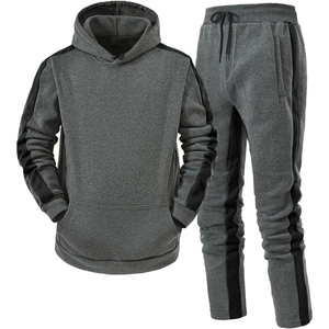 Conjunto Deportivo Gris con Capucha para Hombre, con Rayas Blancas, Manga Larga, Informal, para Correr, Ropa de Otoño, Material de Algodón Transpirable - Product Image 2
