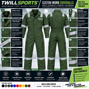 Overol de Trabajo para Hombre TwillSports, Uniforme de Seguridad Reflectante, Traje Protector Transpirable de Algodón para Construcción y Reparación - Product Image 6