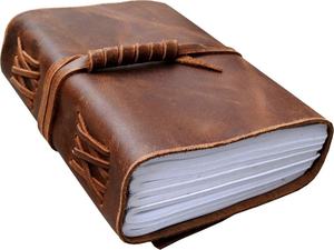 Luxury Genuine Full Grain Leather <b>Journal</b> Vintage Antique Style Hardcover Notebook with Deckle Edge Paper Day Planner <b>Writing</b> - Product Image 2