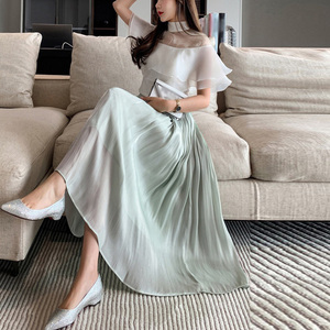 Ladies <b>Long</b> <b>Skirts</b> Ankle-Length <b>Summer</b> Solid Elegant <b>Skirt</b> <b>Summer</b> Casual Women High Waist A-Line <b>Skirt</b> - Product Image 6