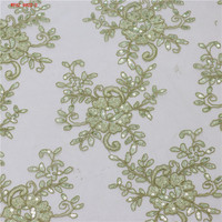 Offre Spéciale haute qualité vert perlé robe lourde main broderie paillettes perles écologique Organza Tulle dentelle tissu